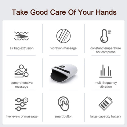 Smart Airbag Hand Massager Wireless Electric Hot Compress Carpal Tunnel Palm Acupoint Massager Vibration Kneading Finger Relax