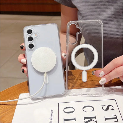 Magnetic Wireless Charging Case for Samsung Galaxy A17 A37 A57 A16 A36 A56 A35 A55 S21 S23 S24 S25 FE S26 Plus Ultra Clear Cover