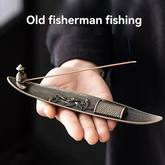 Fashionable Small Boat Incense Burner Fishing Old Man Style Incense Burner Home Indoor Sandalwood Incense Insert Incense Burner