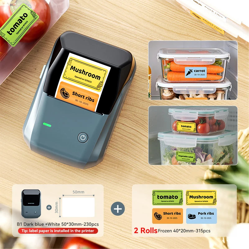 Niimbot B1 Wireless Thermal Label Printer Food Tag Barcode Price Small Business 20-50mm Print Width Label Machine for Home
