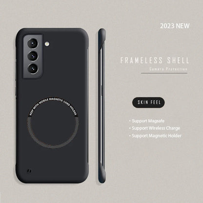 Ultra Slim PC Frameless Magnetic Phone Case For Samsung Galaxy S24 S23 S22 S21 S20 FE Plus NOTE 20 Ultra Magsafe Matte Cover