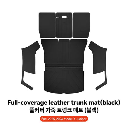 YZ For Tesla Model Y Juniper 2021-2026 Leather Trunk Mats Fully Surrounded Waterproof Non-Slip Liner Custom Floor Mat Accessorie