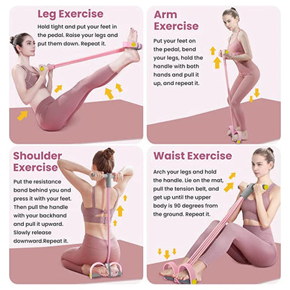 4-Tube Resistance Band Set with Foot Pedal — Home Gym Training