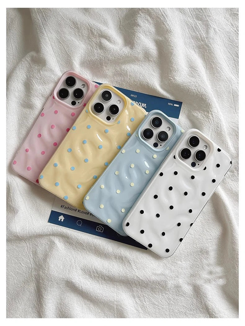 Polka Dot iPhone Case – Full Coverage Soft Cover for iPhone 11–17 Series