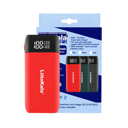 LiitoKala Lii-MP2 Dual Bay 18650/21700 Charger & QC3.0 PD3.0 Power Bank (No Battery)Input/Output Digital Display