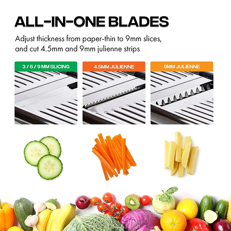 Adjustable Mandoline Slicer Stainless Steel Vegetable Slicer Chopper Cutter for Potato Tomato Onion Carrot