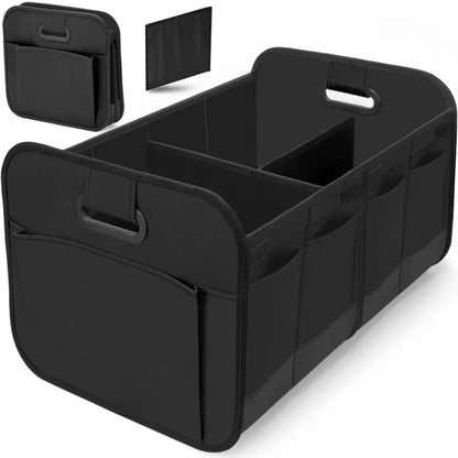 Collapsible 600D Oxford Car Trunk Organizer with Reinforced Handles & Multi-Compartments. Fits All Cars, SUVs, Vans.