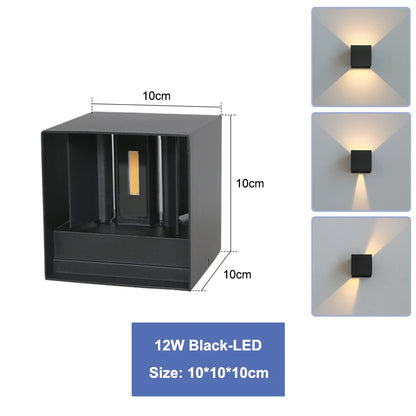6W/12W LED Waterproof Wall Lamp in Black/White/Grey for Indoor and Outdoor Decoration Lighting Aluminum Wall Lights AC 110V 220V