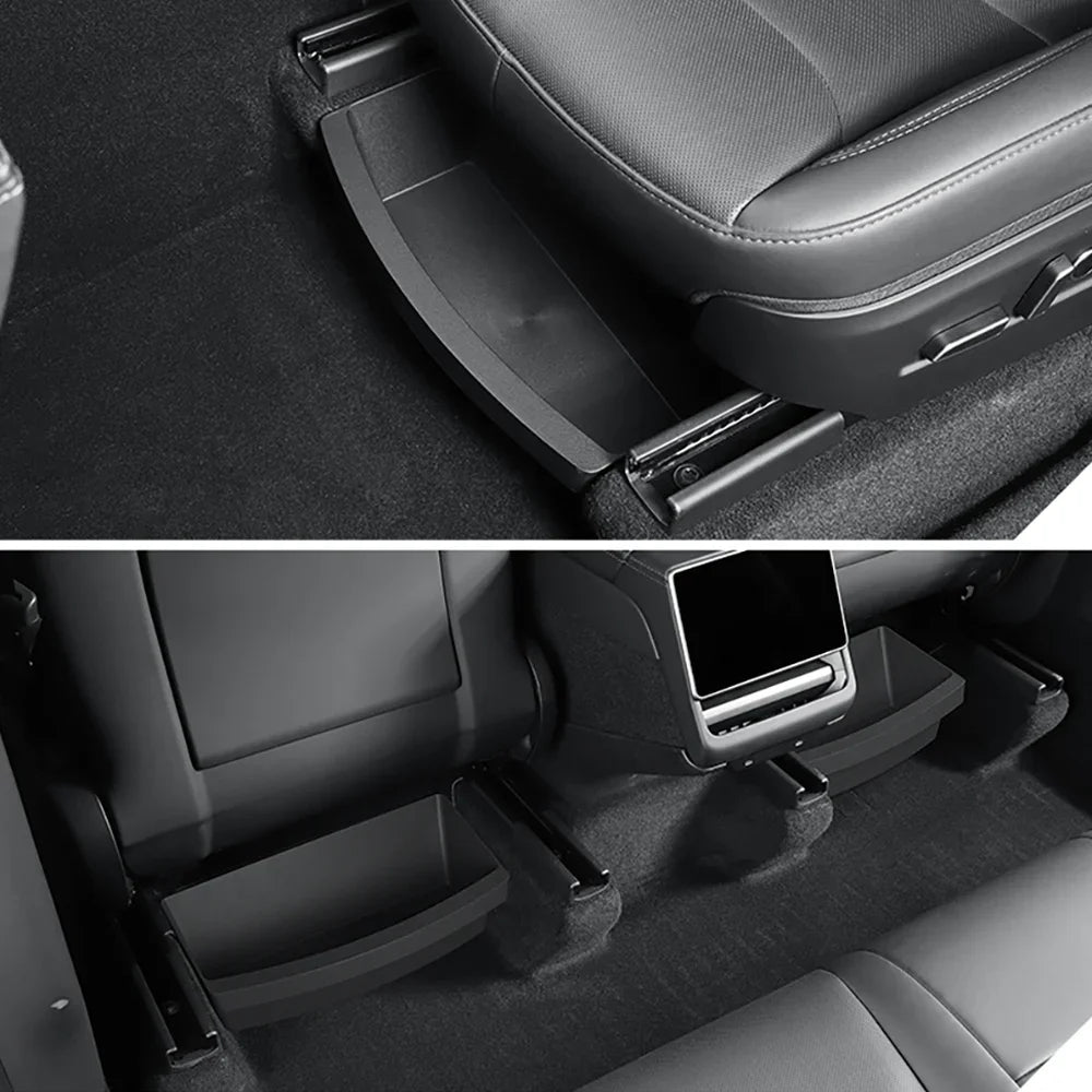 Under Seat Storage Box Organizer for Tesla Model Y Juniper 2025 2026 Hidden Storage Box Washable Underseat Drawer Accessories