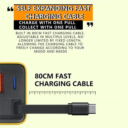 80W USB C Fast Charger with Retractable Type C Cable PD Charging for iPhone 17 16 15 Samsung Xiaomi iPad Phone Quick Charger