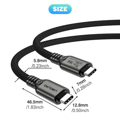 UGOURD 80Gbps Thunderbolt 5 Cable Certified Chip USB-C Thunderbolt5 2m 0.3m 120Gbps 240W 16K for MacBook M.2 Hard Drive USB4-V2