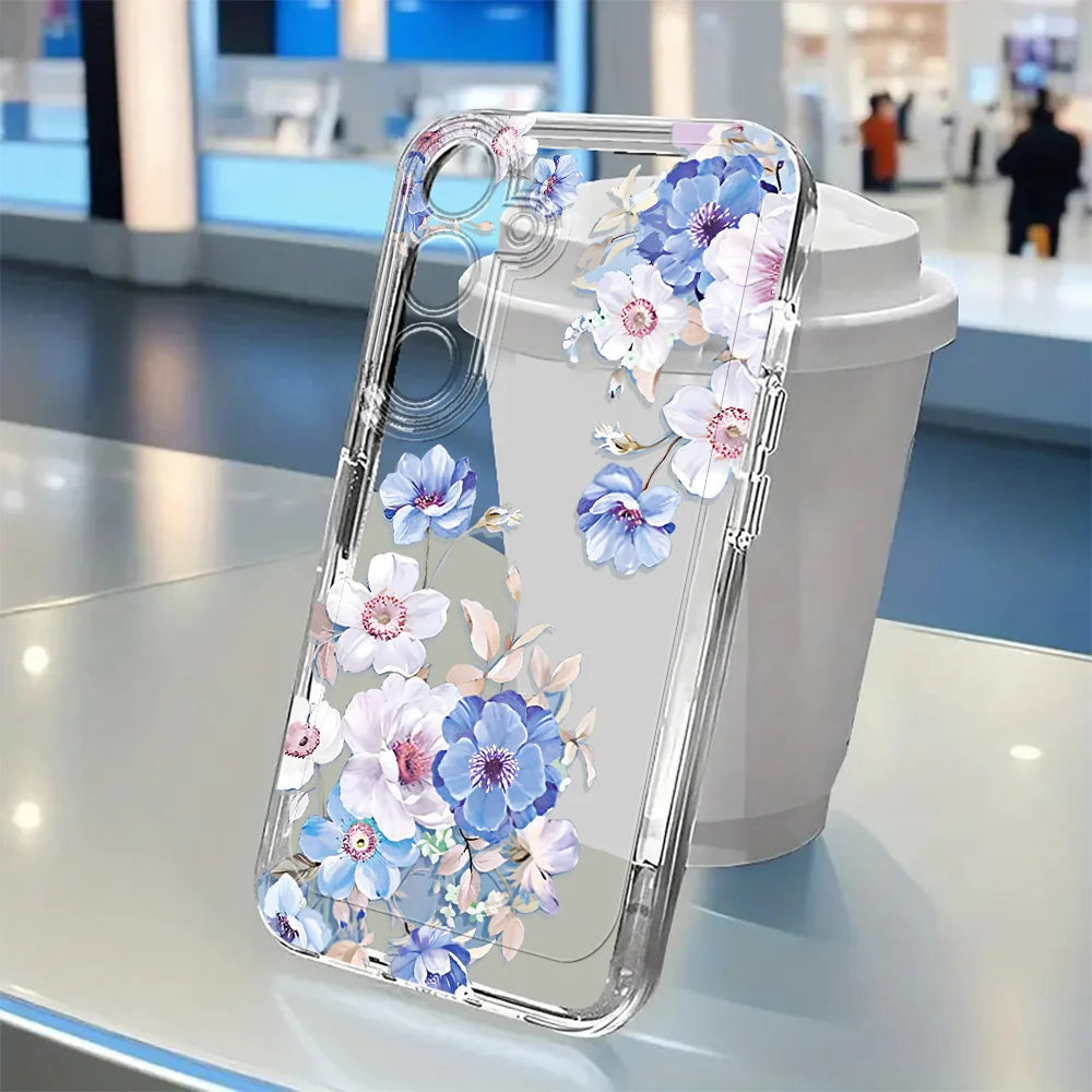 Plum Flower Samsung Galaxy Case – Soft TPU Cover for S21–S26 and A Series