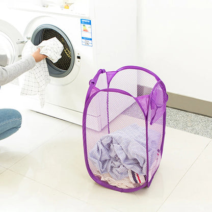 Foldable Hand-Held Laundry Basket Dirty Clothes Storage Grid Basket Household Organizer for Clothes Home Storage Toy Basket