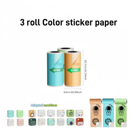 New 10 Roll Sticker Paper for Mini Printer Label Sticker Paper Color Thermal Paper Width for Label Maker Printers Photo Printing
