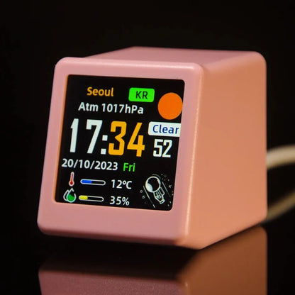 GeekMagic Super Cool Mini WiFi Desktop Weather Digital Clock Station with IPS LCD Screen Gadget for Decoration