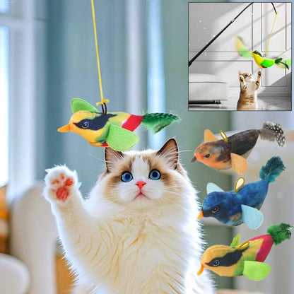 Wall Hanging Sound Sensing Realistic Bird Plush Catnip Toy Interactive Kitten Chasing Teaser Indoor Pet Entertainment Play Accessory