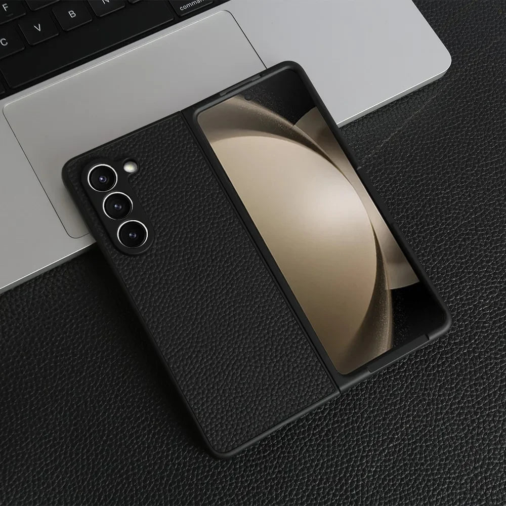 For Case Samsung Galaxy Z Fold 5 Fold4 Fold3 Fundas Luxury Litchi Genuine Leather Cases for Galaxy Fold5 Phone Cover Coque Shell