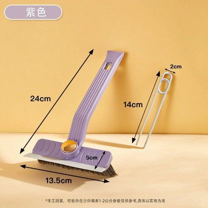 4 in 1 360° Rotating Hard Bristle Scrubber Multi-Purpose Tile Cleaning Brush with Clip Scraper for Bathroom Kitchen Floors