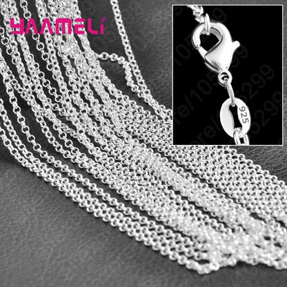 10PCS Wholesale Pure 925 Sterling Silver Charm Link Chain Necklace Jewelry with Strong Smooth Lobster Clasps 16-30 Inches