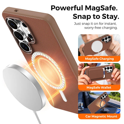 Magnetic Tech Fabric Phone Case For Samsung Galaxy S24 S25 S26 Ultra For Magsafe Wireless Charging TechWoven Anti-Slip Cover
