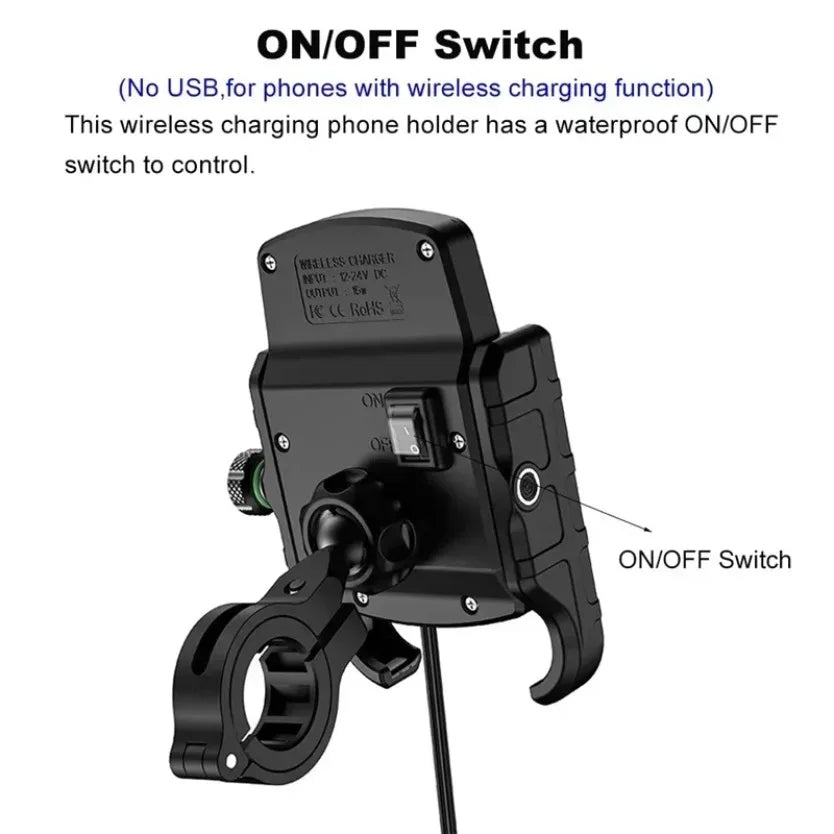 Motorcycle Phone Holder Quick USB Charger Fast Wireless Charging Moto Motorbike Mirror Stand Cellphone Handlebar Mount Support