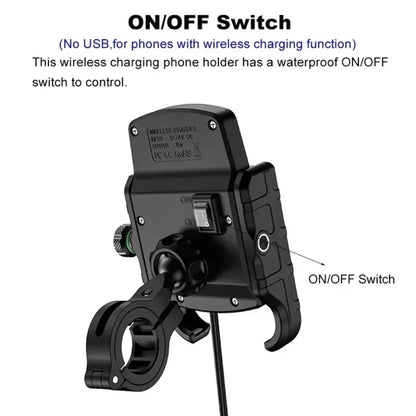 Motorcycle Phone Holder Quick USB Charger Fast Wireless Charging Moto Motorbike Mirror Stand Cellphone Handlebar Mount Support