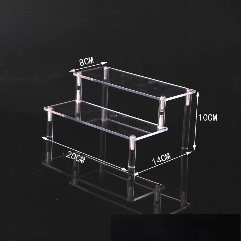 Black 1-5 Tier Acrylic Display Stand Clear Display Riser Rack for Cupcake Perfume Doll Décor Organizer Amiibo Funko POP Figures