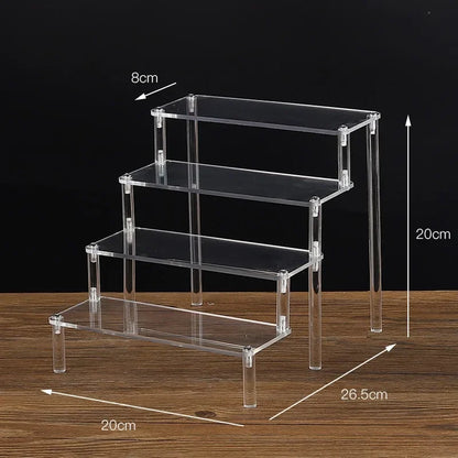 Black 1-5 Tier Acrylic Display Stand Clear Display Riser Rack for Cupcake Perfume Doll Décor Organizer Amiibo Funko POP Figures