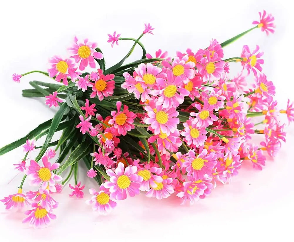 Artificial Daisies Flowers Outdoor UV Resistant Fake Foliage Plants Shrubs for Window Box Hanging Farmhouse Indoor Outside Decor
