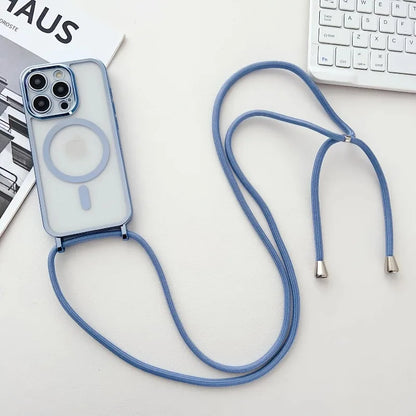 Crossboby Lanyard Plating Phone Case For iPhone Air 17 16E 16 15 14 13 12 11 Pro Max For Magsafe Magnetic Necklace Cord Cover