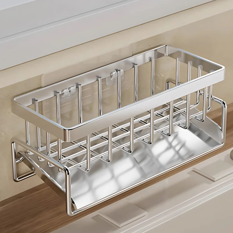 9.45x4.72in Stainless Steel Sink Caddy Organizer - Rust-Proof Storage Rack for Kitchen Cleaning Supplies