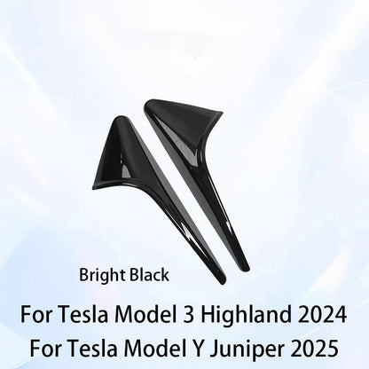 ABS Carbon Pattern Side Camera Cover For Tesla Model 3 Highland 2024 Model Y Juniper 2026 ABS Leaf Board Sticker Accessories