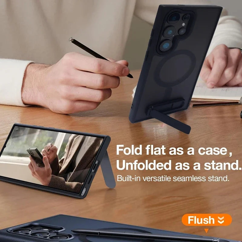 UYUXIO Magnetic Mobile Phone Case with Kickstand for Samsung Galaxy S26 S25 S24 S23 Ultra FE S22 Plus Stand Cases with Holder
