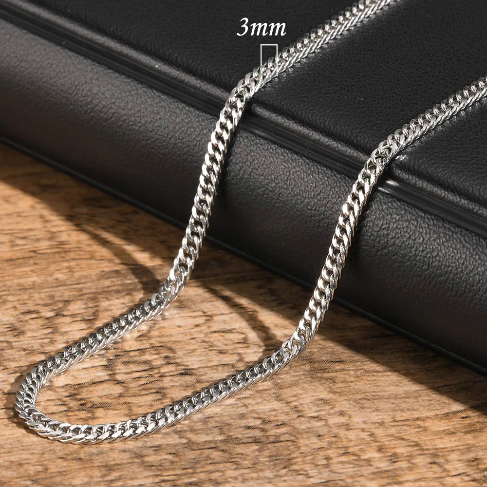 Vnox Stainless Steel Cuban Chain Necklace – Waterproof Unisex Miami Curb Link