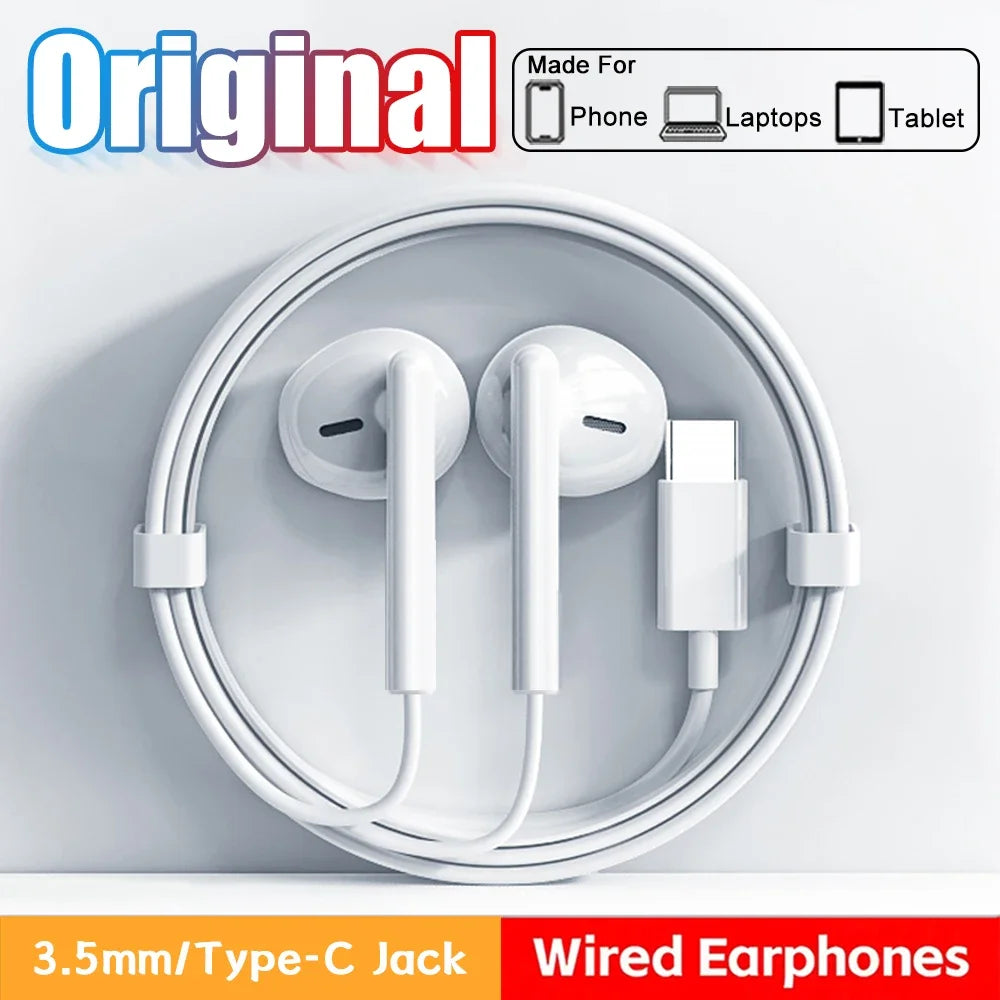 Headphones For Xiaomi 14 13 12 11 in-ear Earphones Redmi Note 10 9 8 7 Type C 3.5mm Wired Headset Phone Accessories