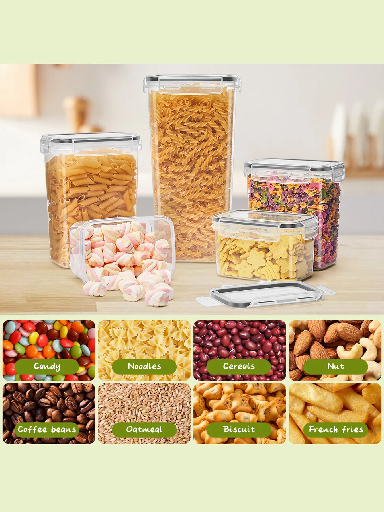 48pcs, Kitchen Gadgets, Sealed Pasta Boxes with LIDS, Labels and Markings - Versatile Containers for Pasta, Dry Food
