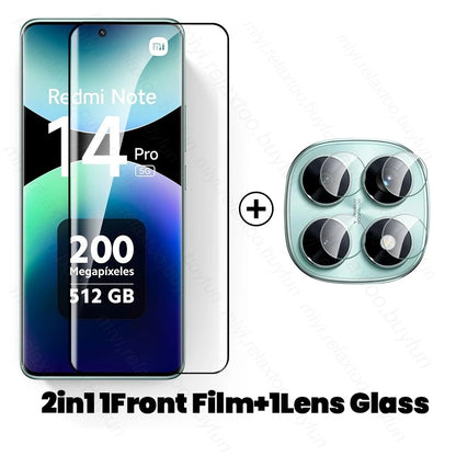 Note14Pro 5G 4G Glass 8To1 9D Curved Screen Protector Camera Glass For Xiaomi Redmi Note14 Note15 Pro Not 14 15 Pro+ Pro Plus 5G