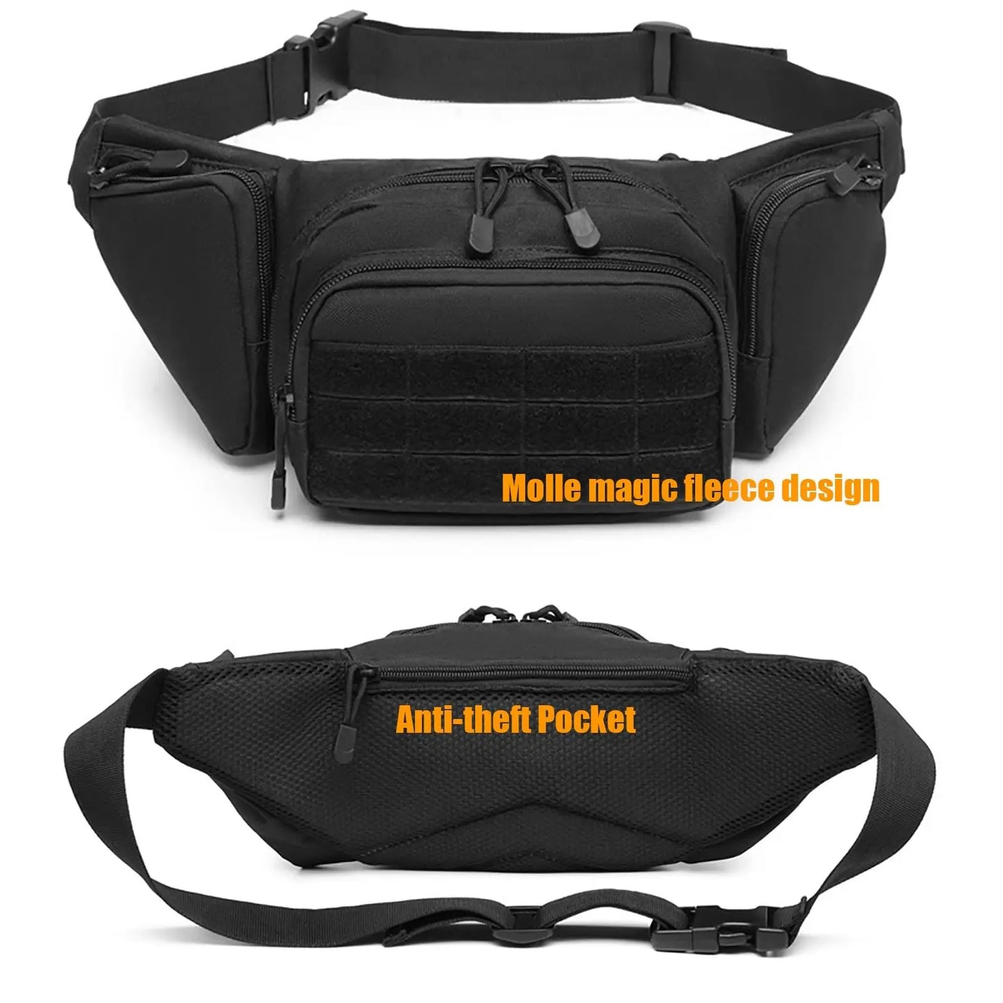 Waterproof Tactical Fanny Pack Concealed Carry Waist Bag with Molle System EDC Pouch for Outdoor Sports Traveling