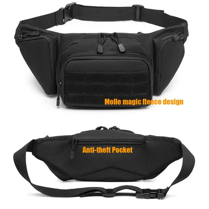 Waterproof Tactical Fanny Pack Concealed Carry Waist Bag with Molle System EDC Pouch for Outdoor Sports Traveling