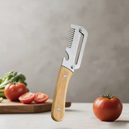 Kitchen Peeler Stainless Steel Vegetable Peeler with Wooden Handle for Peeling and Slicing Fruits and Vegetables Kitchen Tool