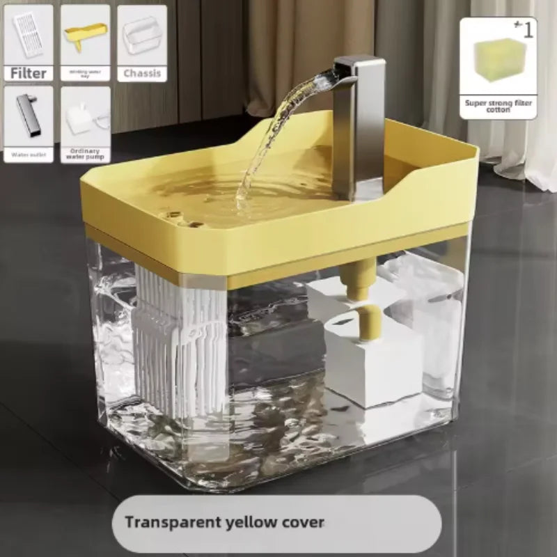 Cat Water Fountain with Auto Filter Transparent Anti-Dry Burning Recirculating Dispenser Includes Pump for Cats
