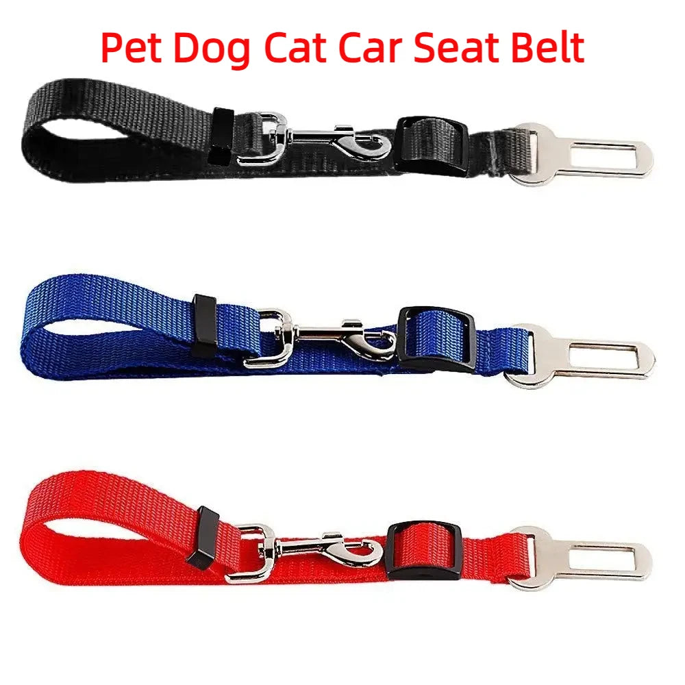 Adjustable Pet Dog Cat Car Seat Belt for Dogs Harness Leash Travel Clip French Bulldog Dog Collar Connector Accessories Supplies