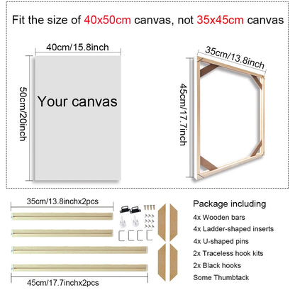 Various Sizes Canvas Frame Wooden Frames Natural Wooden Photo Oil Painting Canvas Diamond Painting Frames Canvas Wood Wall Frame