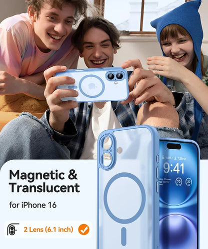 Magnetic Matte Translucent Armor Shockproof Case For iPhone 17 16 15 14 13 12 11 Pro Max Plus For Magsafe Wireless Charge Cover