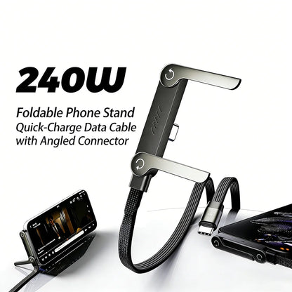 1/2PCS Type C To C Charger Cable 240W Fast Charging Data Line with Built-In Phone Stand for IPhone Samsung Xiaomi Google