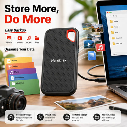 Light Pocket External Hard Drive1TB Hard Disk Storage Device Compatible SSD for MAC PC