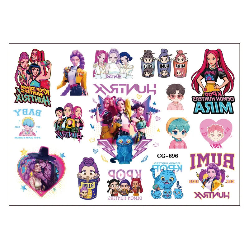 Hot K-pop Birthday Party Favors Cartoon Kids Gift -Reusable Straw Stamp sticker Bracelet Keychain Pin Badge Game Reward Souvenir