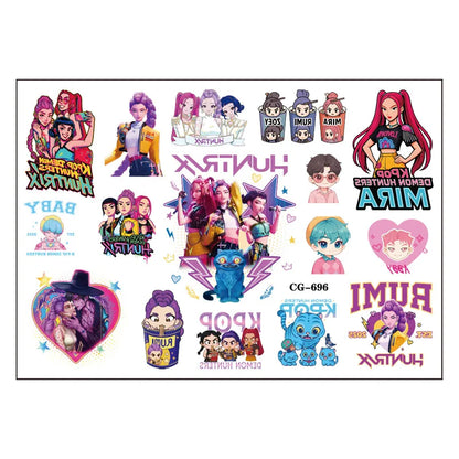 Hot K-pop Birthday Party Favors Cartoon Kids Gift -Reusable Straw Stamp sticker Bracelet Keychain Pin Badge Game Reward Souvenir