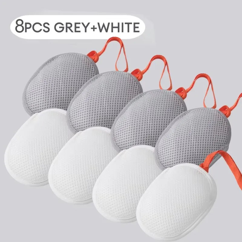 1~8Pcs New Foaming Soap Bag Net Mesh Massage Exfoliator Pouch Bathing Bubble Maker Cleaning Tool