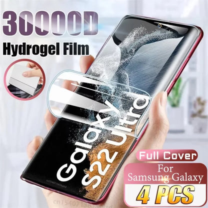 4PCS Hydrogel Film For Samsung Galaxy S20 S21 S22 S23 S24 S25 S26 Ultra Screen Perotector Full Cover For Samsung S23 FE S24 Plus